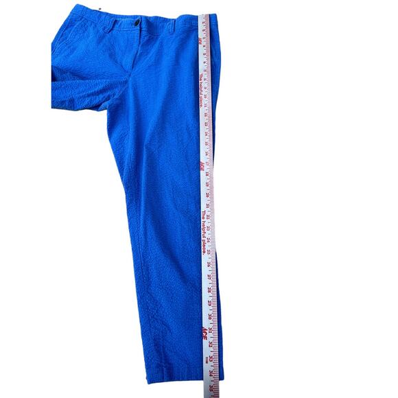 Talbots Girlfriend Chino Blue Seersucker Capri Pants Woman's Size 10P Button/Zip - Picture 9 of 11